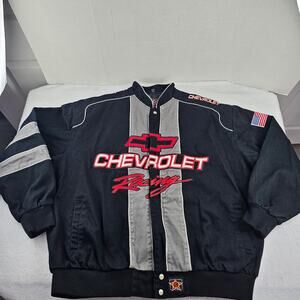 Vintage JH Design Chevrolet Racing Cotton Twill Jacket Black/Gray/Red Size 3XL